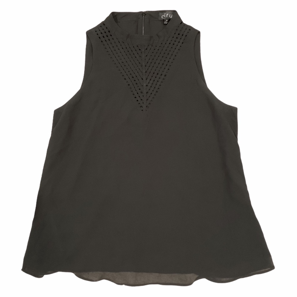 Citrus Black Sleeveless Blouse Top Cutout Design Medium
